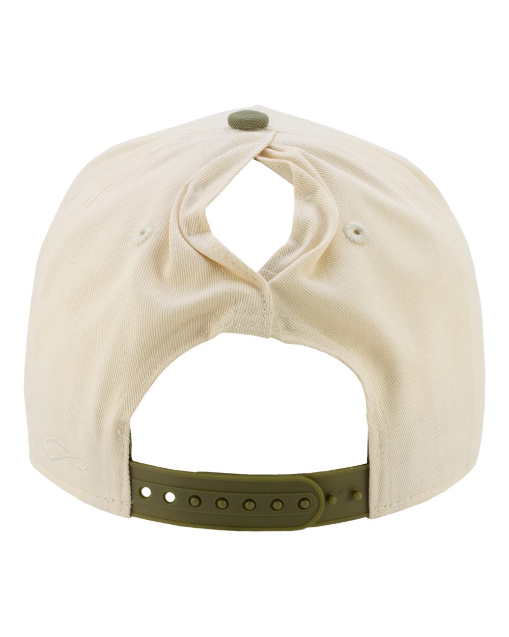 Rear View of Ivory/ Sea Turtle/ Leopard Women's Two-Tone Five-Panel Cap - COLBIE plain