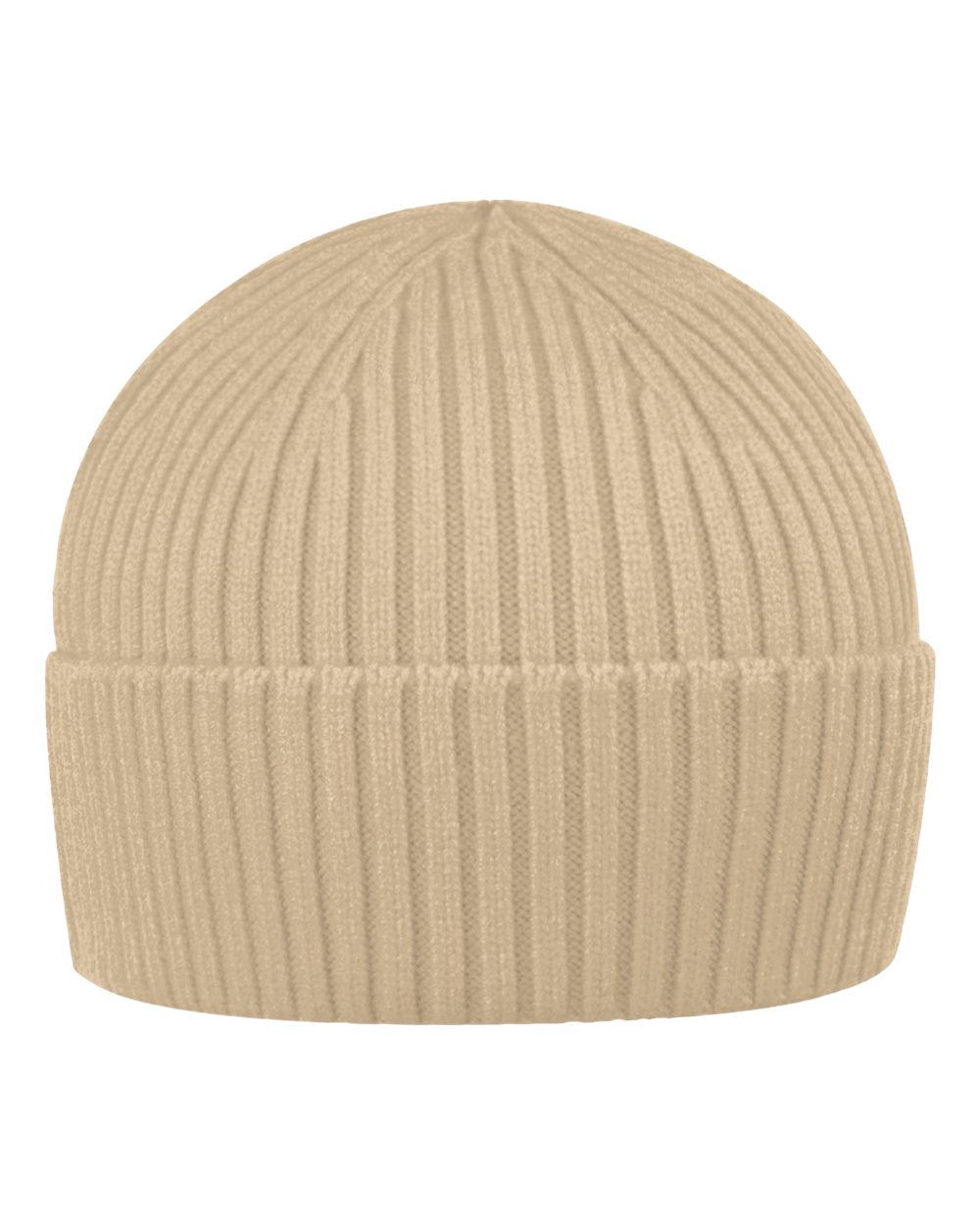 Rear View of Ivory Watch Ribbed Beanie - SP55