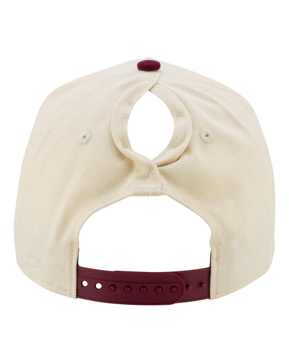 Rear View of Ivory/ Wine/ Leopard Women's Two-Tone Five-Panel Cap - COLBIE plain