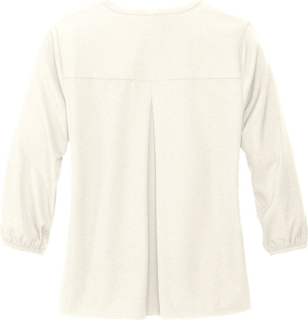 Rear View of IvoryChiff Mercer+Mettle Women's Stretch Crepe 3/4-Sleeve Blouse MM2011