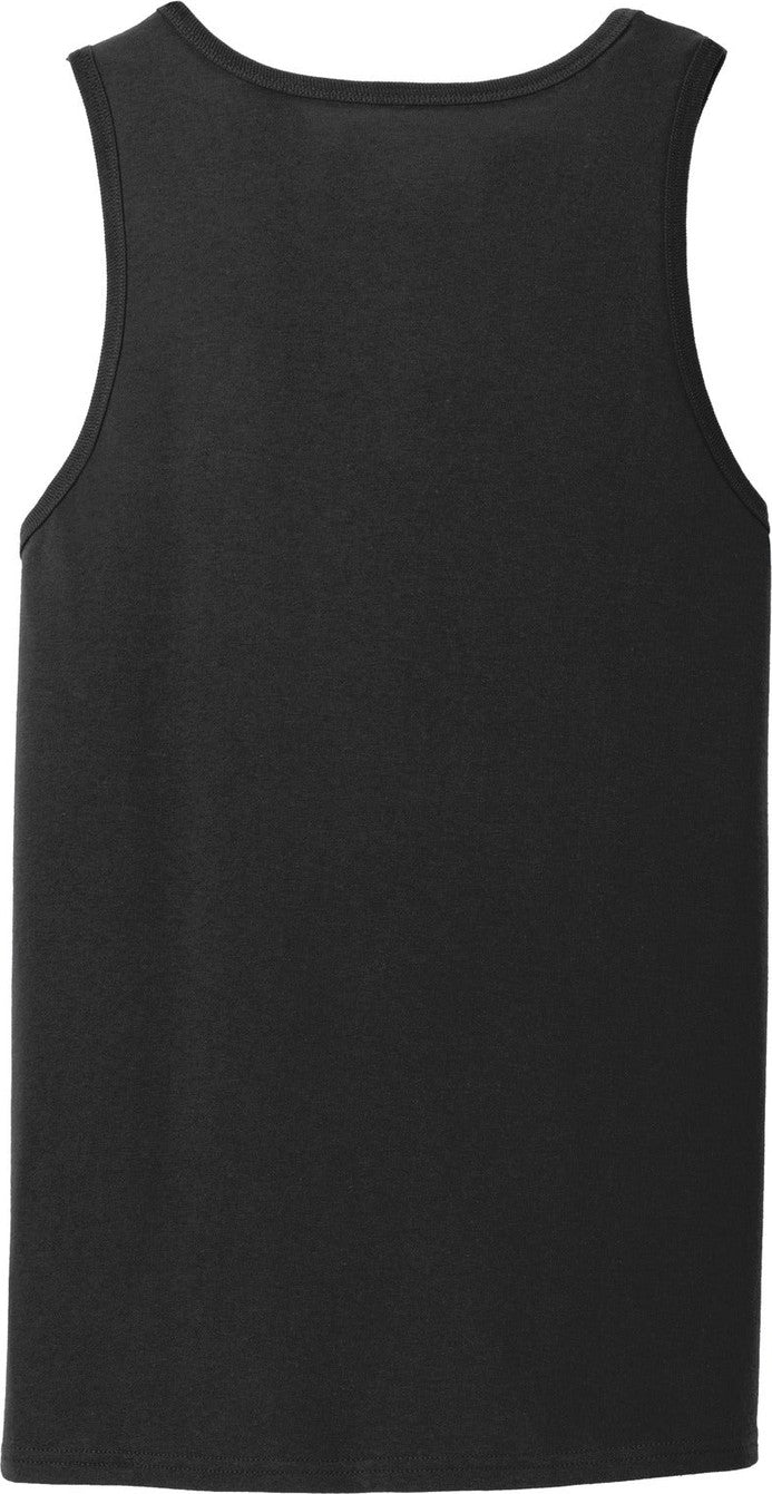 Rear View of Jet Black Port & Co Core Cotton Tank Top. PC54TT
