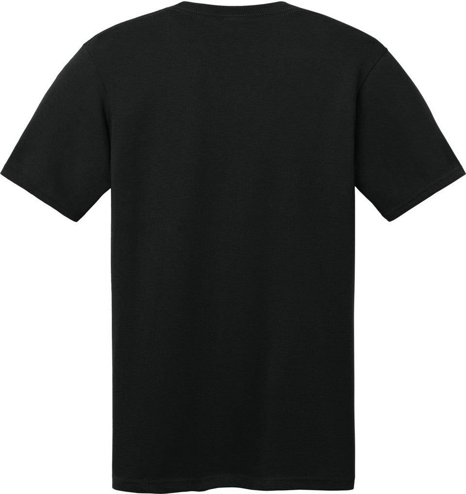 Rear View of Jet Black Port & Co Core Cotton V-Neck Tee. PC54V