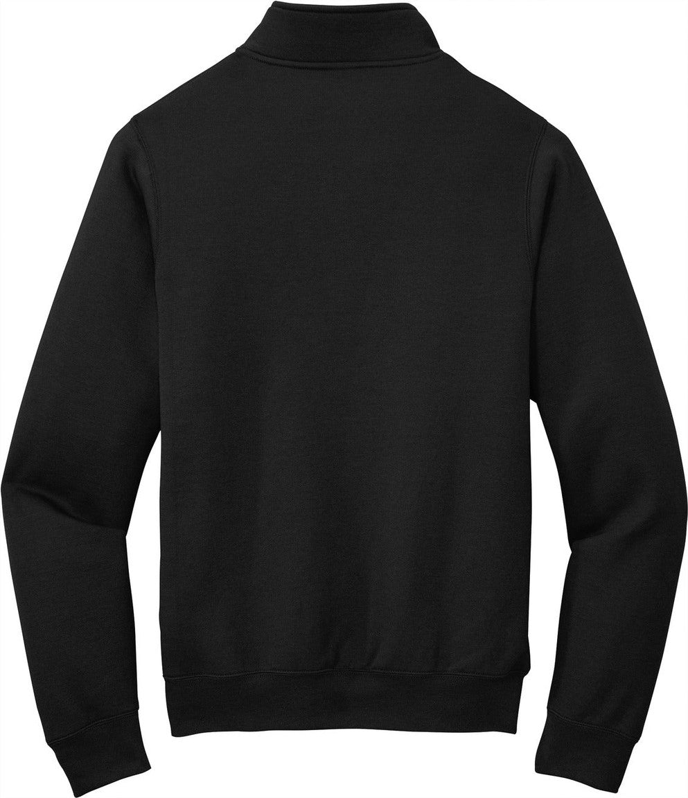 Front View of Jet Black Port & Co Core Fleece 1/4-Zip Pullover Sweatshirt PC78Q