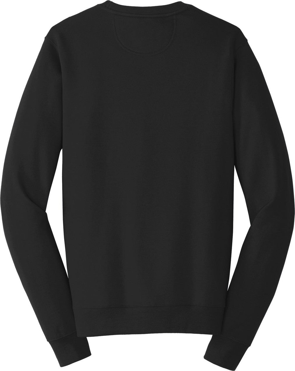 Front View of Jet Black Port & Co Fan Favorite Fleece Crewneck Sweatshirt. PC850