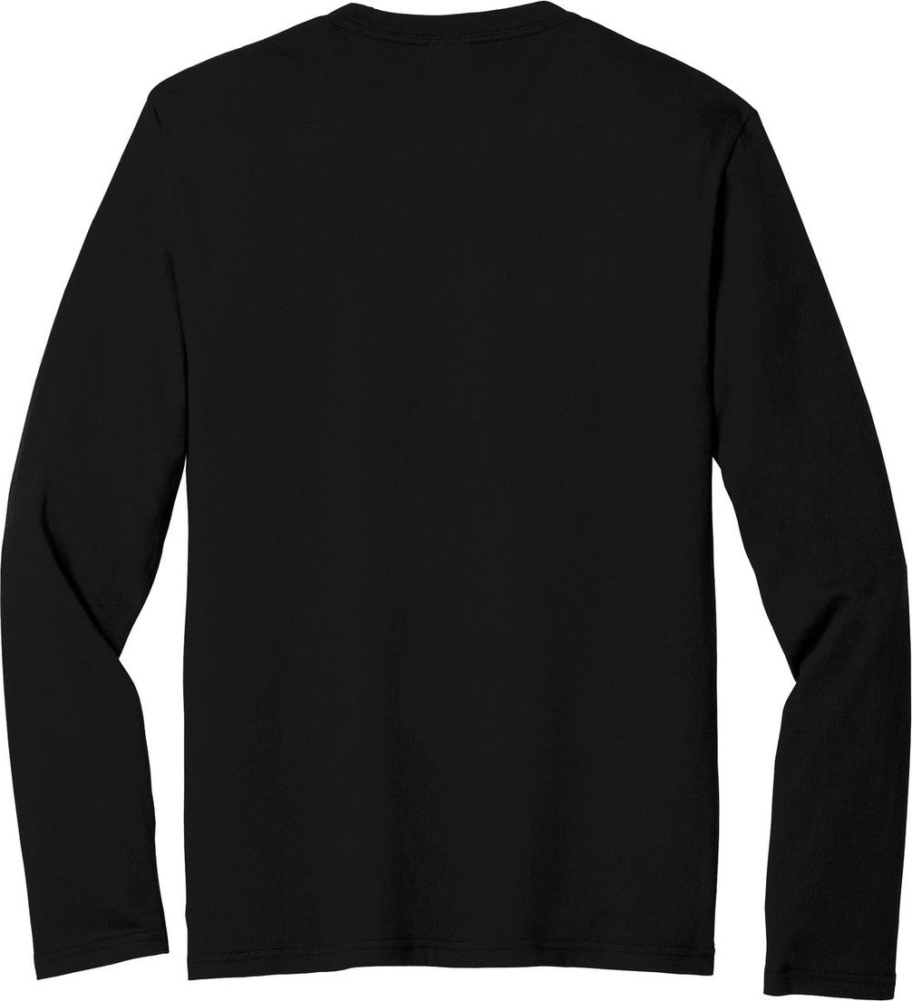 Front View of Jet Black Port & Co Long Sleeve Fan Favorite Blend Tee. PC455LS