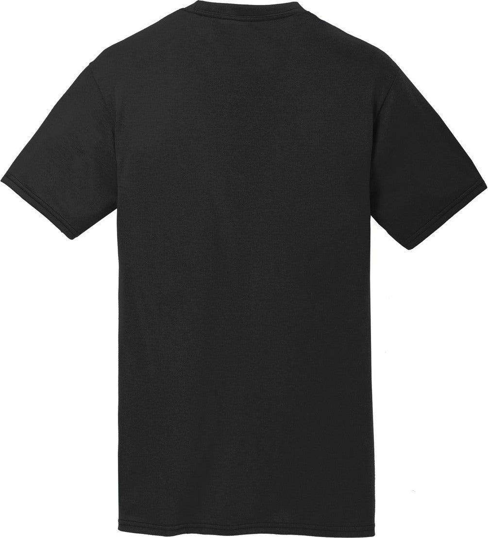 Front View of Jet Black Port & Co Performance Blend Tee. PC381