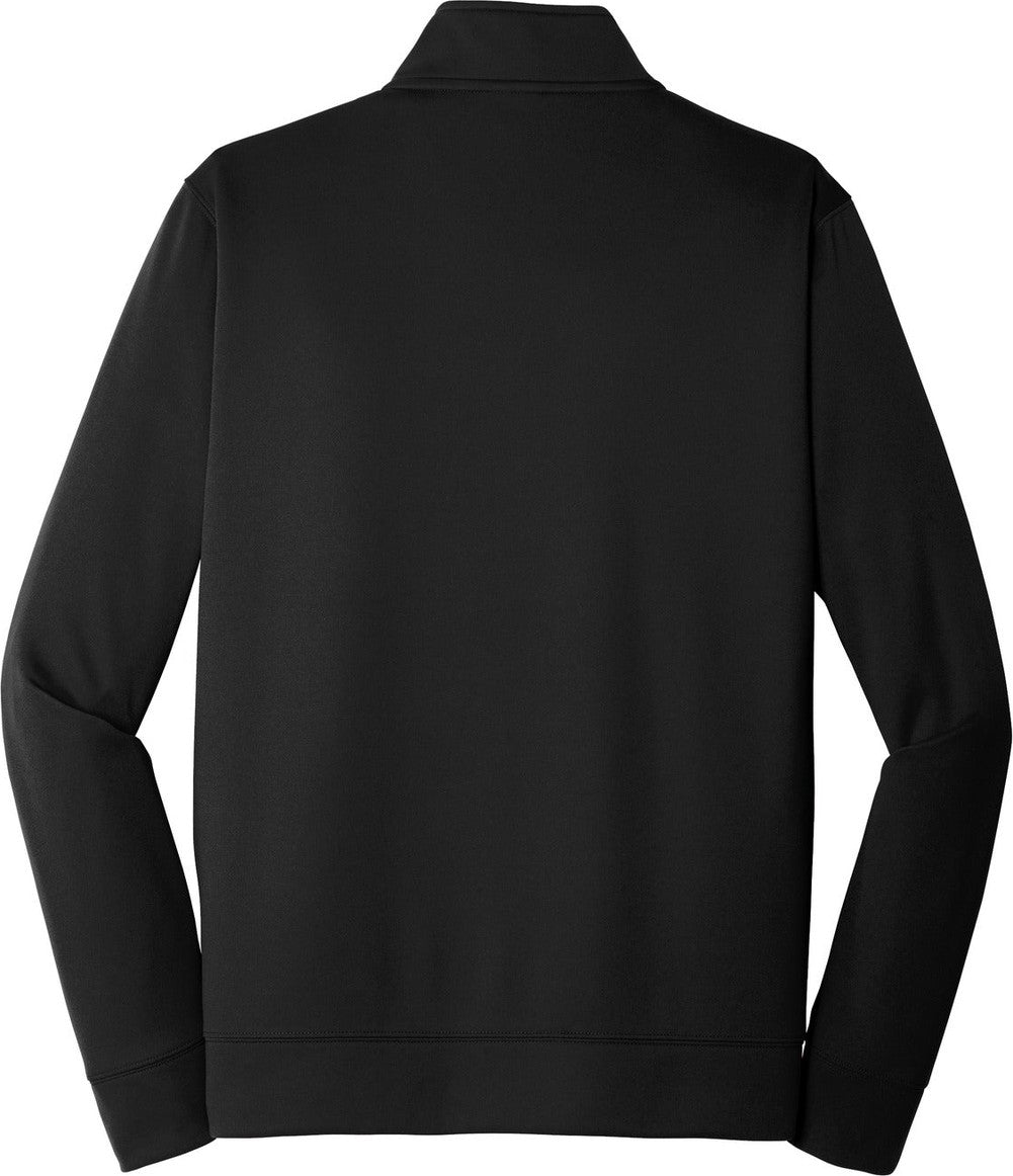 Front View of Jet Black Port & Co Performance Fleece 1/4-Zip Pullover Sweatshirt. PC590Q