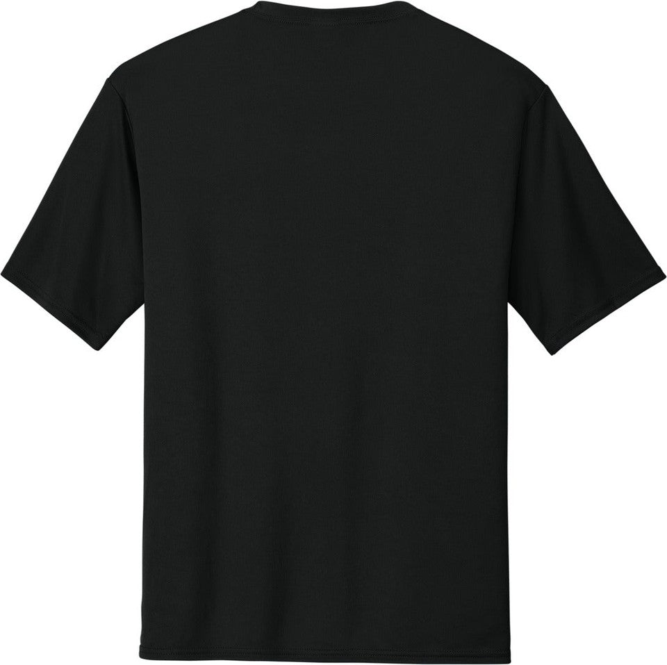 Front View of Jet Black Port & Co Performance Tee. PC380