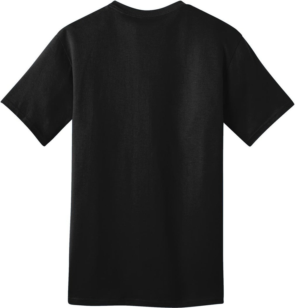 Front View of Jet Black Port & Co Ring Spun Cotton Tee. PC150