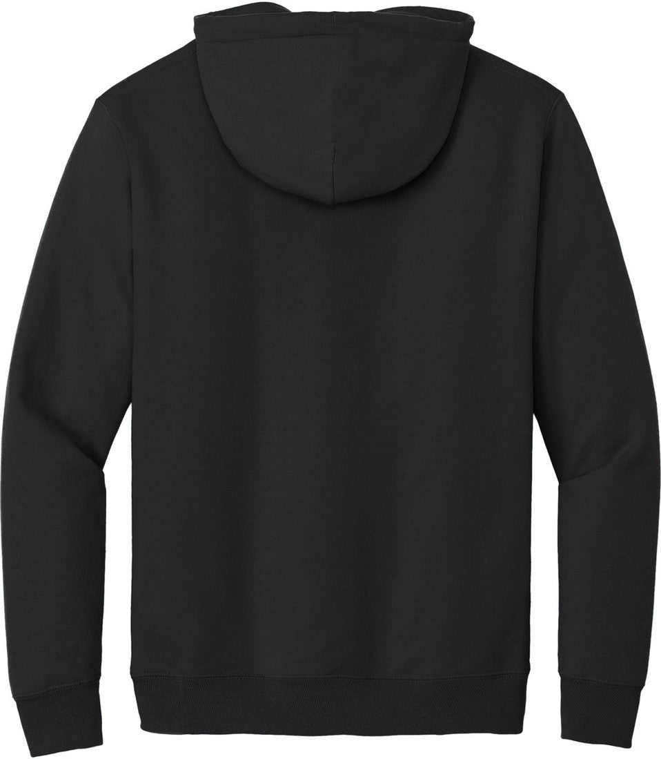 Rear View of Jet Black Port & Co Tall Essential Fleece Pullover Hooded Sweatshirt. PC90HT