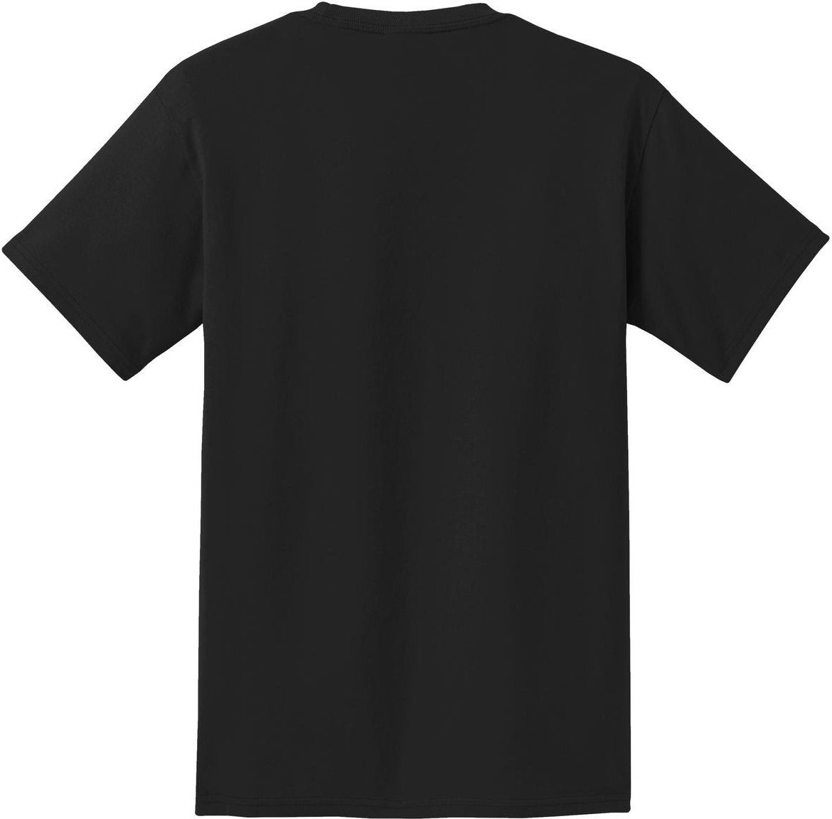 Front View of Jet Black Port & Co Tall Essential Pocket Tee. PC61PT