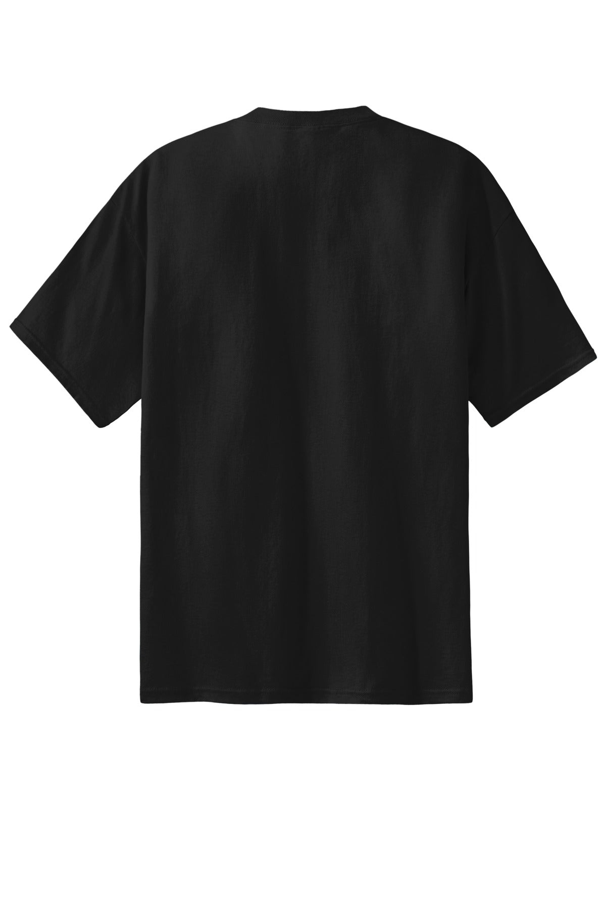 Rear View of Jet Black Port & Co Tall Essential Tee. PC61T
