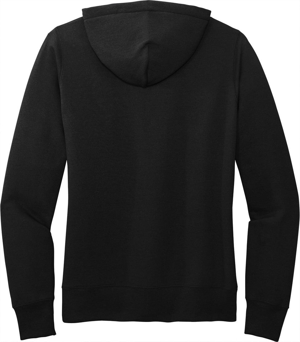 Rear View of Jet Black Port & Co Women's Core Fleece Pullover Hooded Sweatshirt LPC78H