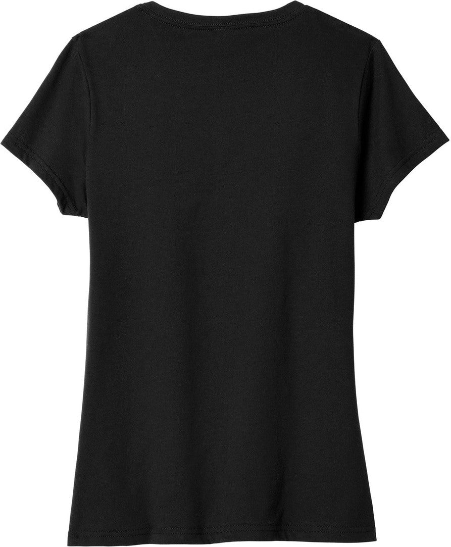 Front View of Jet Black Port & Co Women's Fan Favorite Blend V-Neck Tee. LPC455V