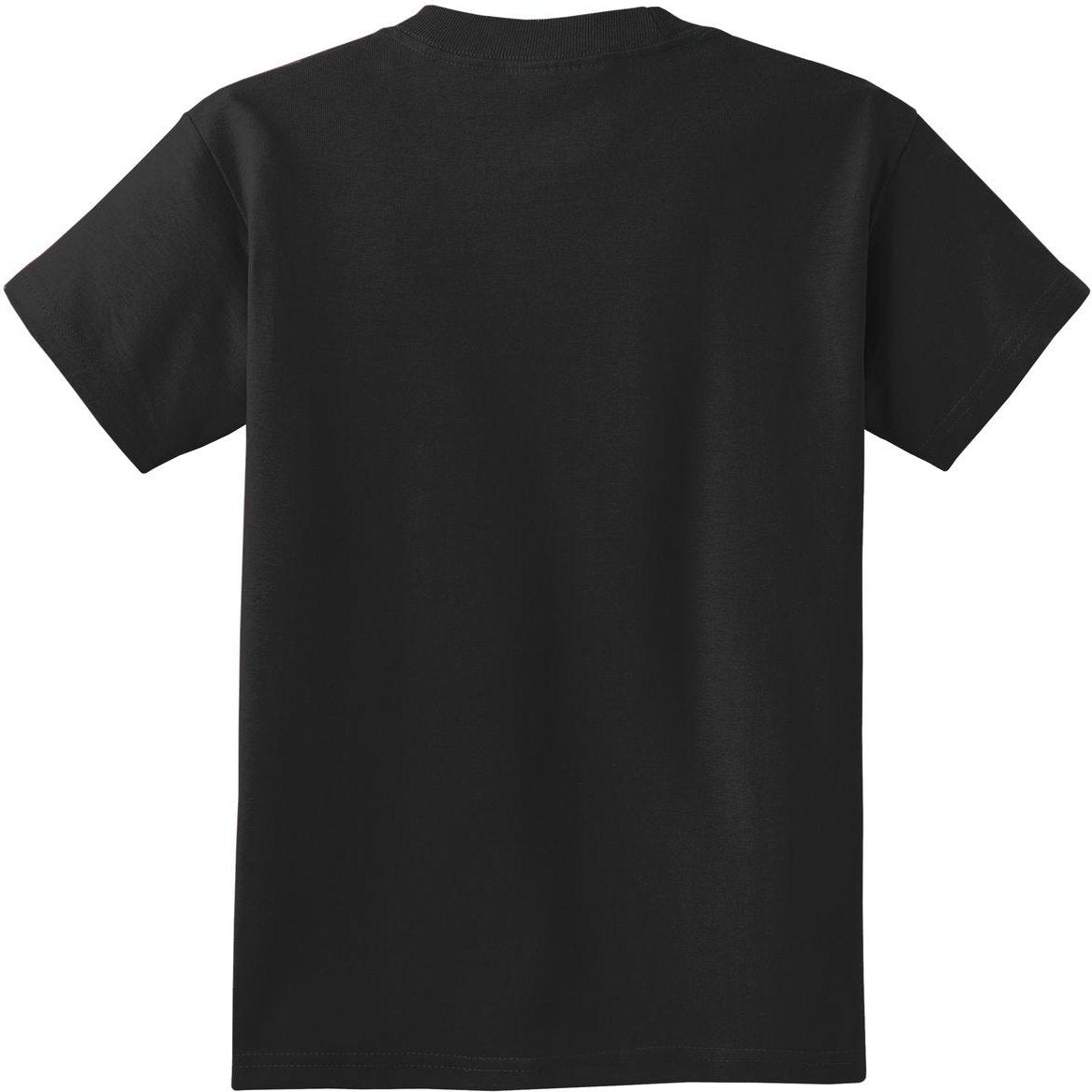 Front View of Jet Black Port & Co Youth Essential Tee. PC61Y
