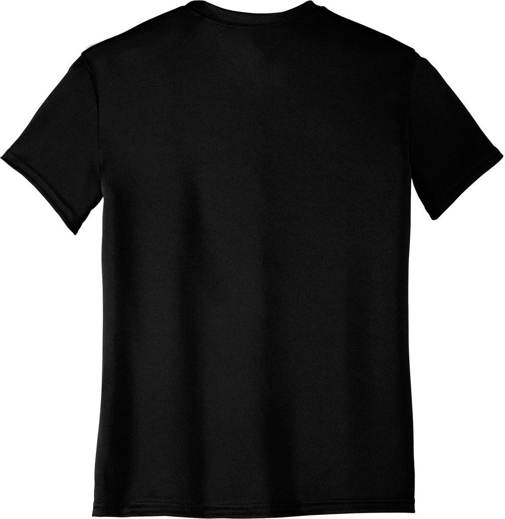 Front View of Jet Black Port & Co Youth Performance Tee. PC380Y