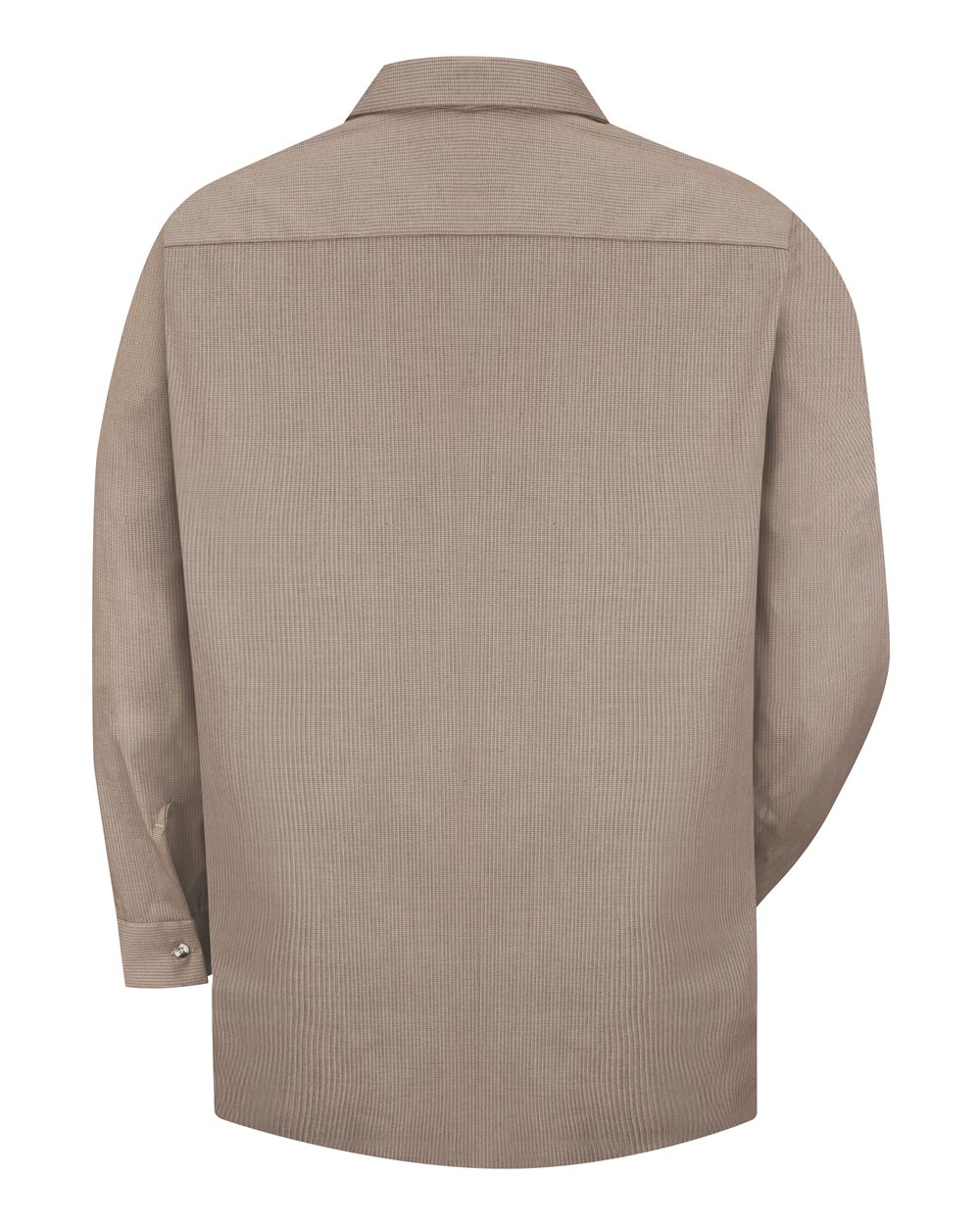 Front View of KB-Khaki/ Black Microcheck Industrial Long Sleeve Work Shirt - Tall Sizes - SP14T