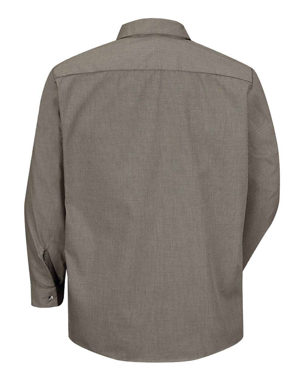 Front View of KB-Khaki/ Black Microcheck Premium Long Sleeve Work Shirt - SP10