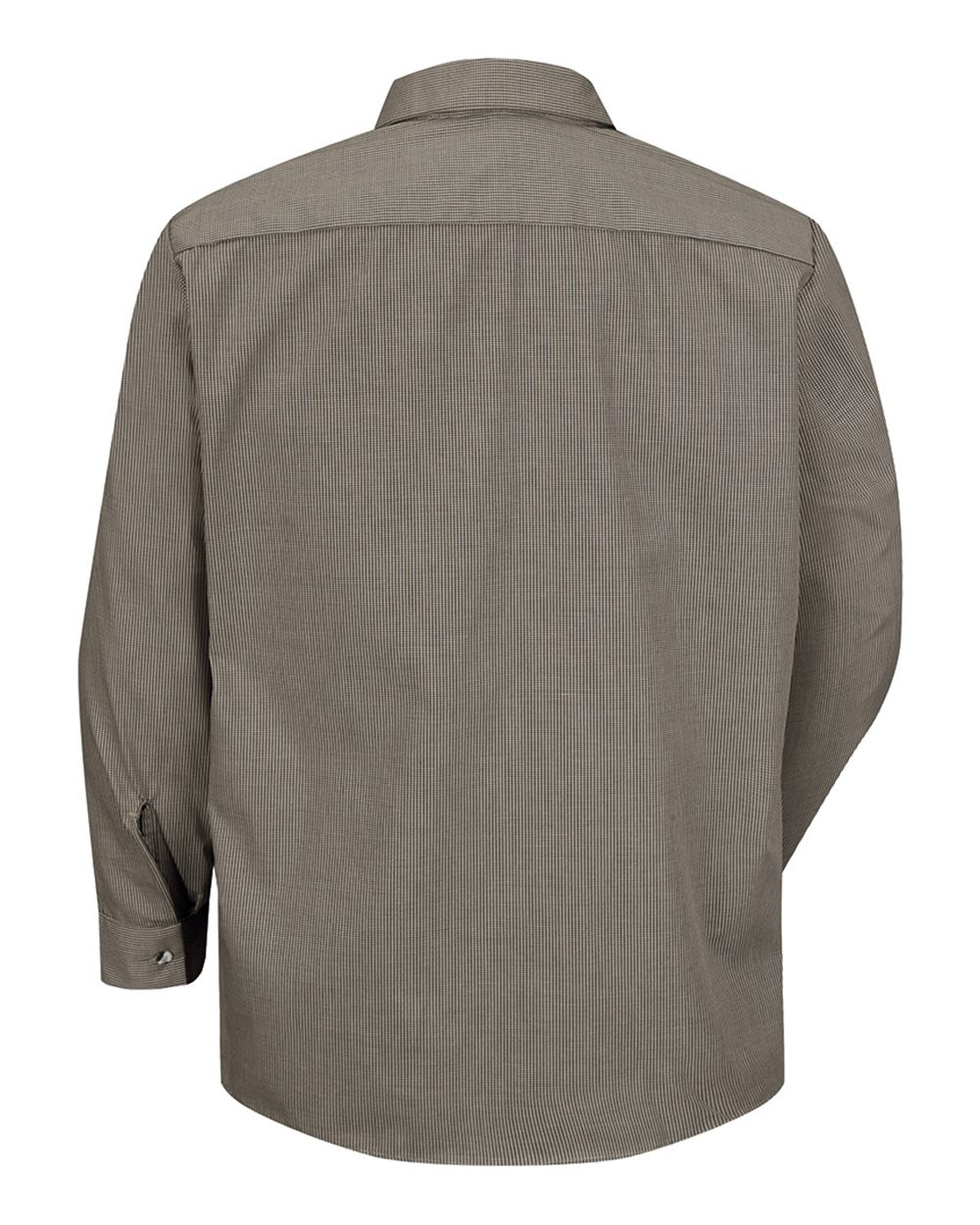 Front View of KB-Khaki/ Black Microcheck Premium Long Sleeve Work Shirt - Tall Sizes - SP10T