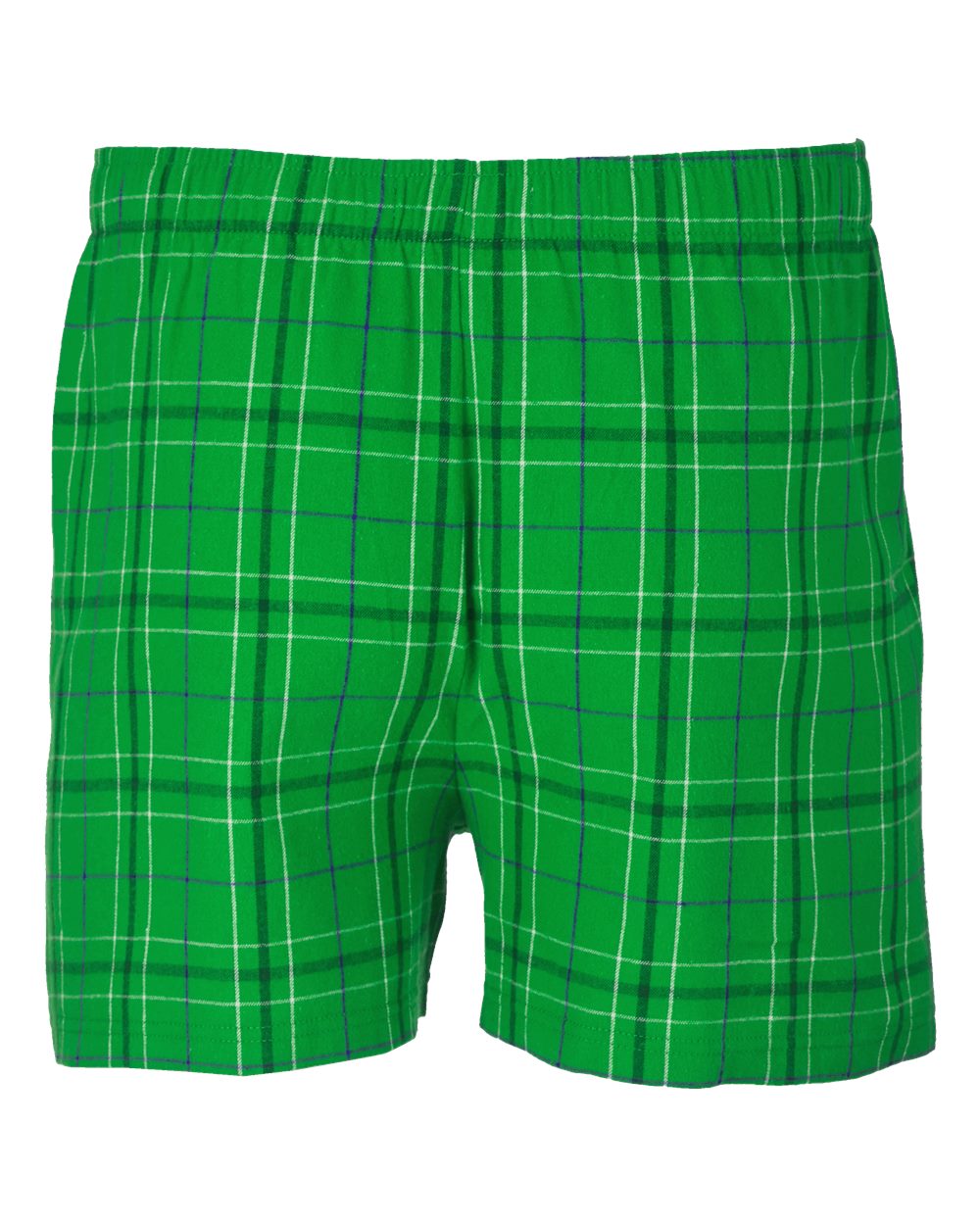 Front View of Kelly Field Day Plaid Double Brushed Flannel Boxers - BM6701