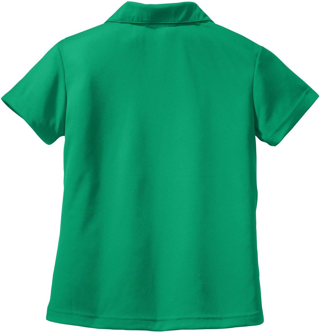 Front View of Kelly Green Sport-Tek Women's Dri-Mesh V-Neck Polo. L469