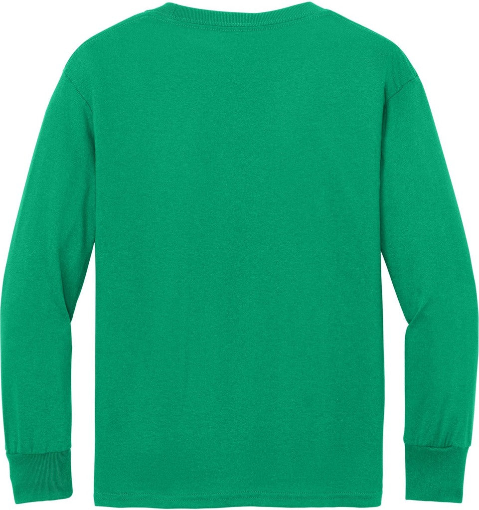 Front View of Kelly Port & Co Youth Long Sleeve Core Cotton Tee. PC54YLS