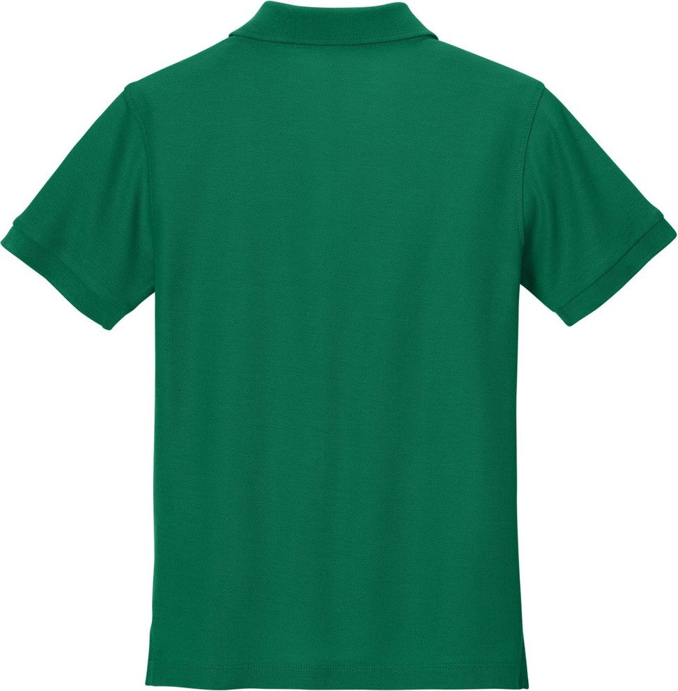 Front View of KellyGreen Port Authority Youth Wearever Signature Pique Polo Y200