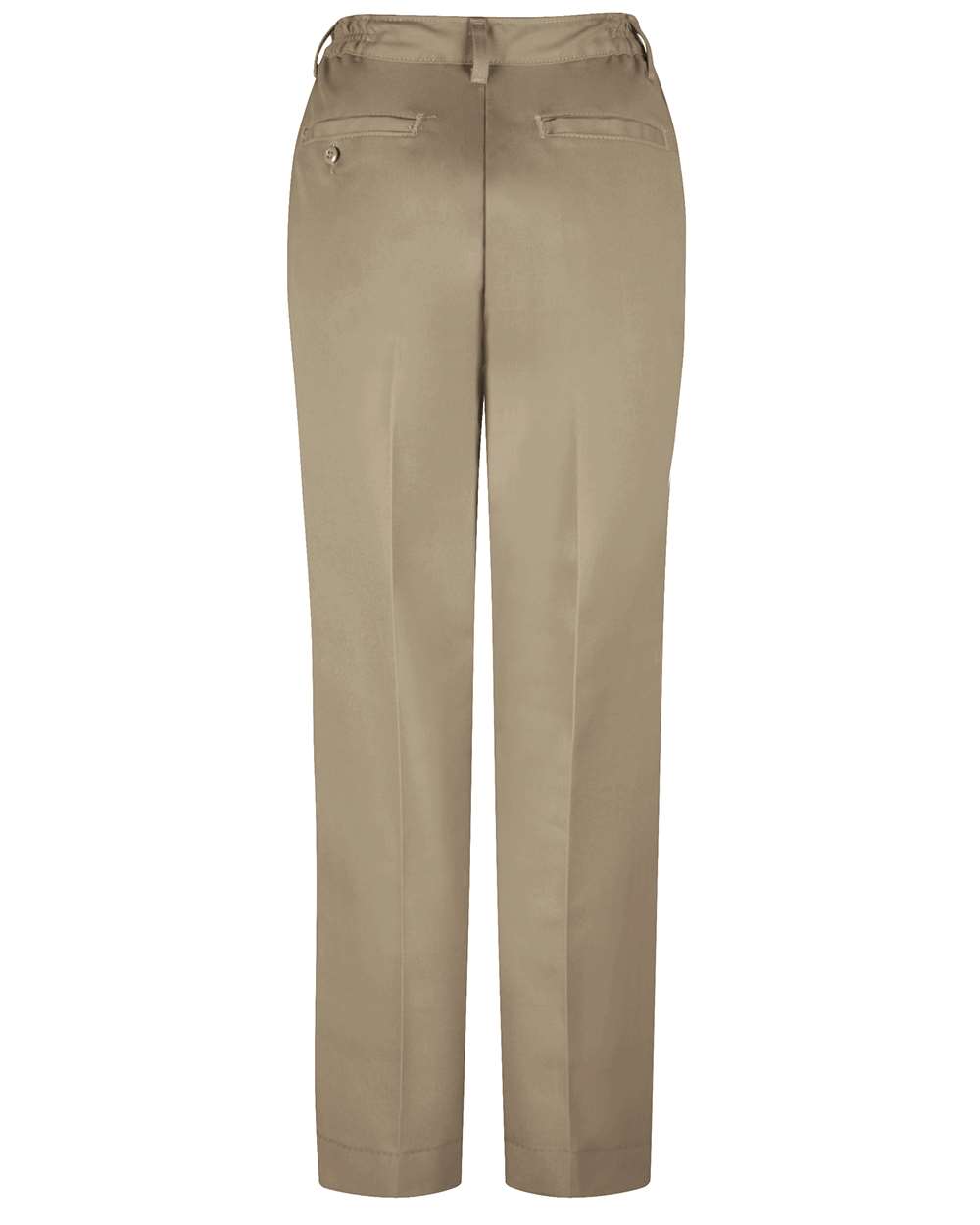Rear View of Khaki - 24I Women&#39;s Elastic Insert Work Pants - PT61