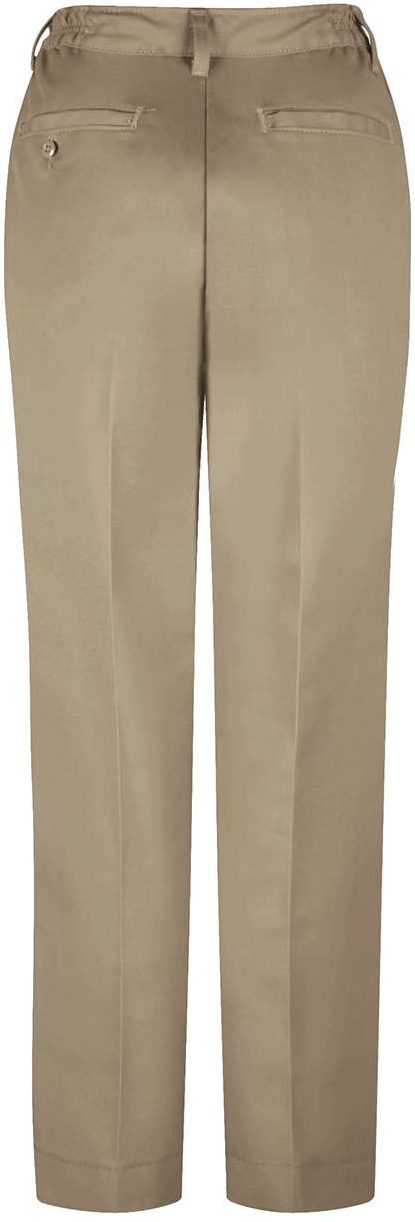 Front View of Khaki - 26I Women's Elastic Insert Work Pants - PT61