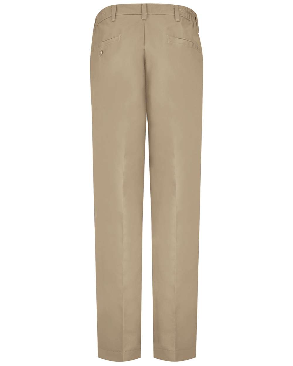 Rear View of Khaki - 37 Unhemmed Elastic Insert Work Pants - PT60