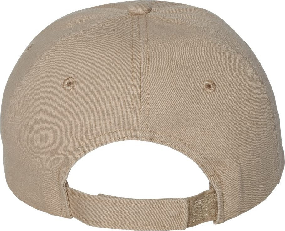 Front View of Khaki Bio-Washed Chino Twill Cap - VC350