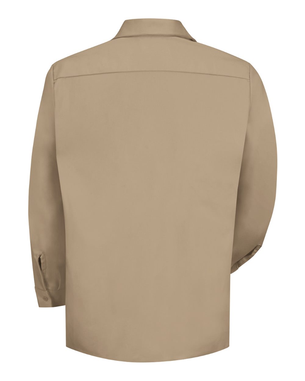 Front View of Khaki Cotton Long Sleeve Uniform Shirt - SC30