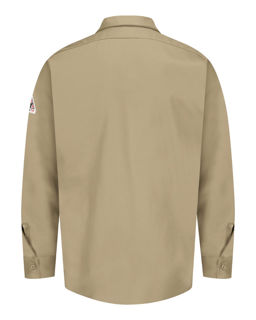 Front View of Khaki Flame Resistant Excel Work Shirt - SEW2