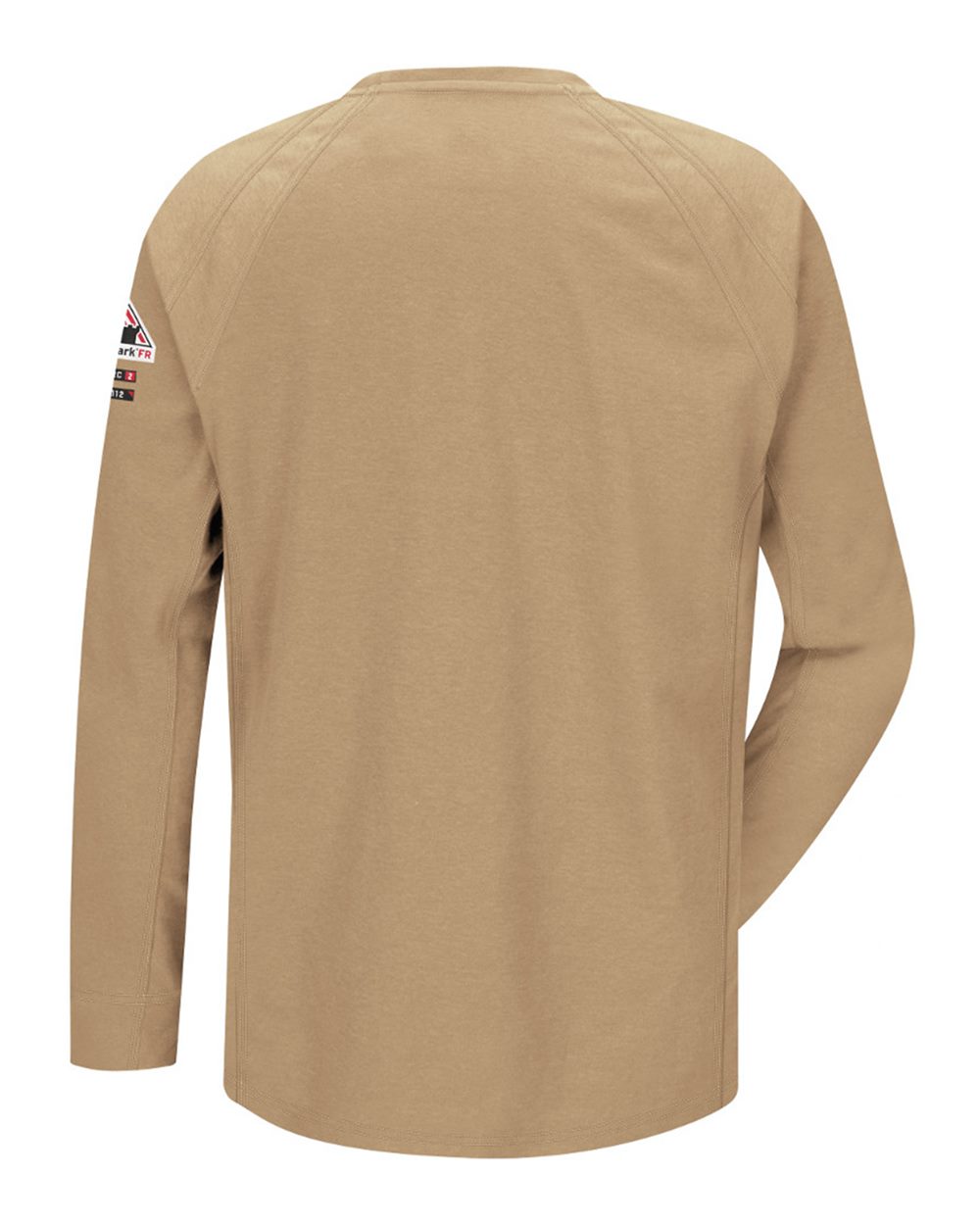 Front View of Khaki Flame Resistant Long Sleeve Shirt - Tall Sizes - QT32T