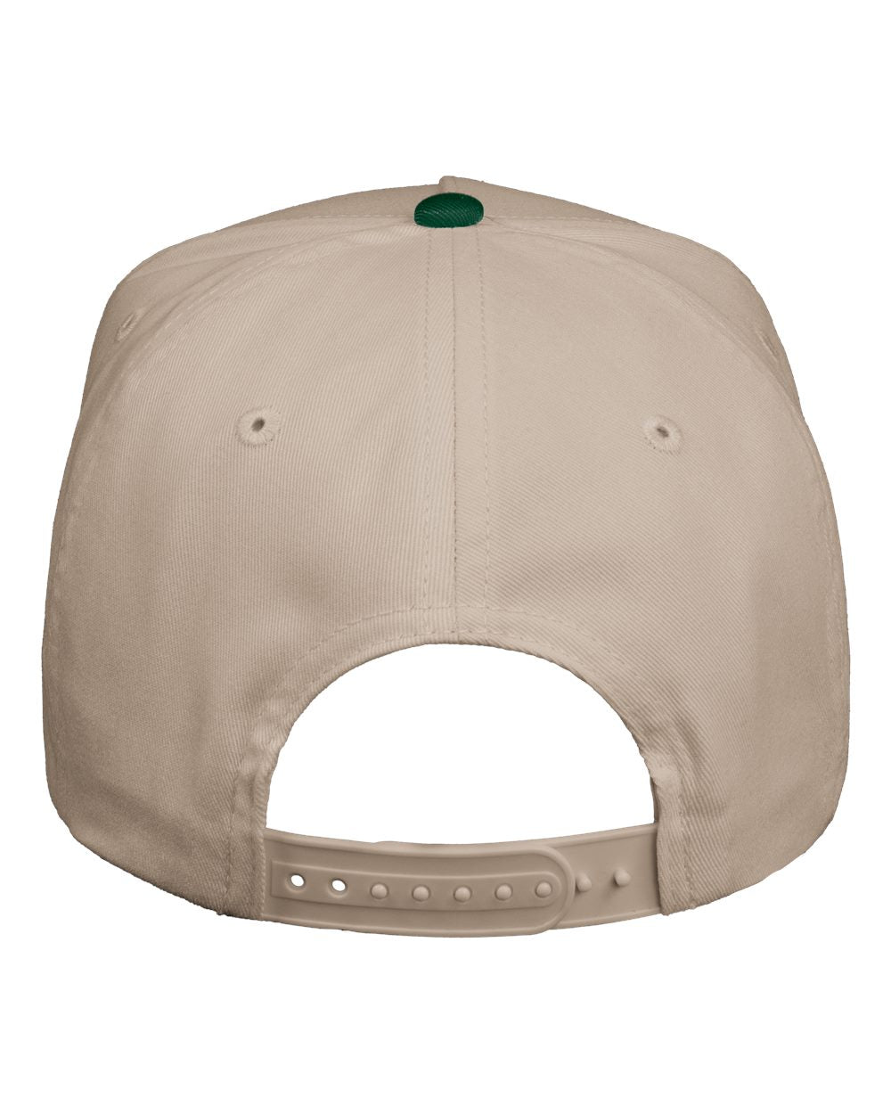 Front View of Khaki/ Forest Green Five-Panel Twill Cap - 8869