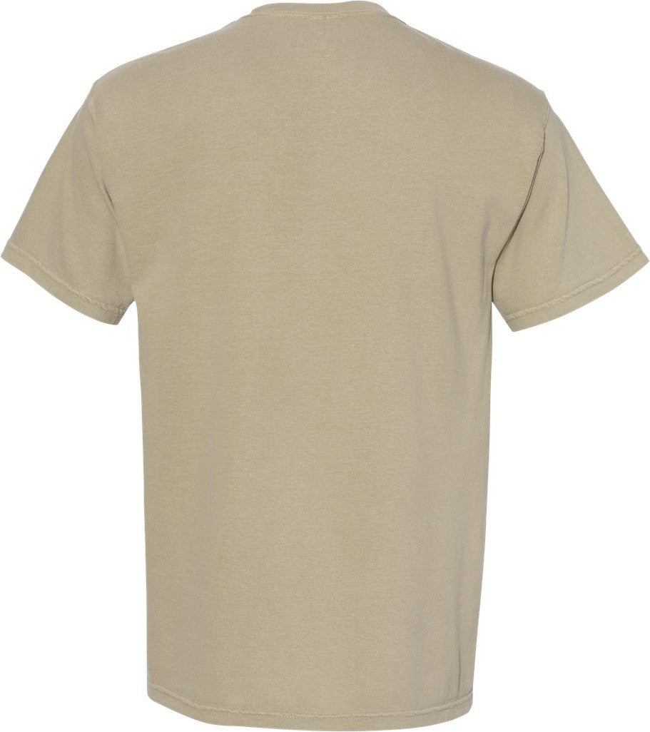 Front View of Khaki Garment-Dyed Heavyweight Pocket T-Shirt - 6030