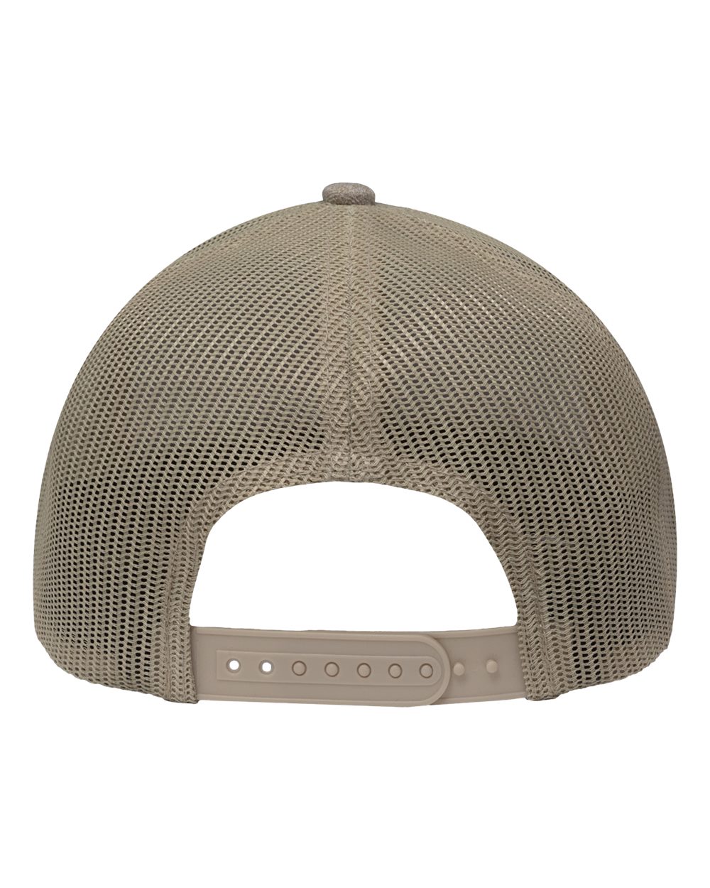 Front View of Khaki Heather/ Khaki Modern Six-Panel Trucker Fit Cap - SP1650
