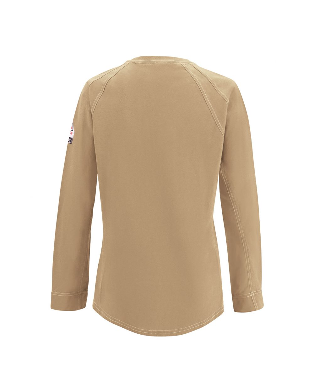 Front View of Khaki iQ Series® Comfort Knit Women's Long Sleeve Tee - QT31