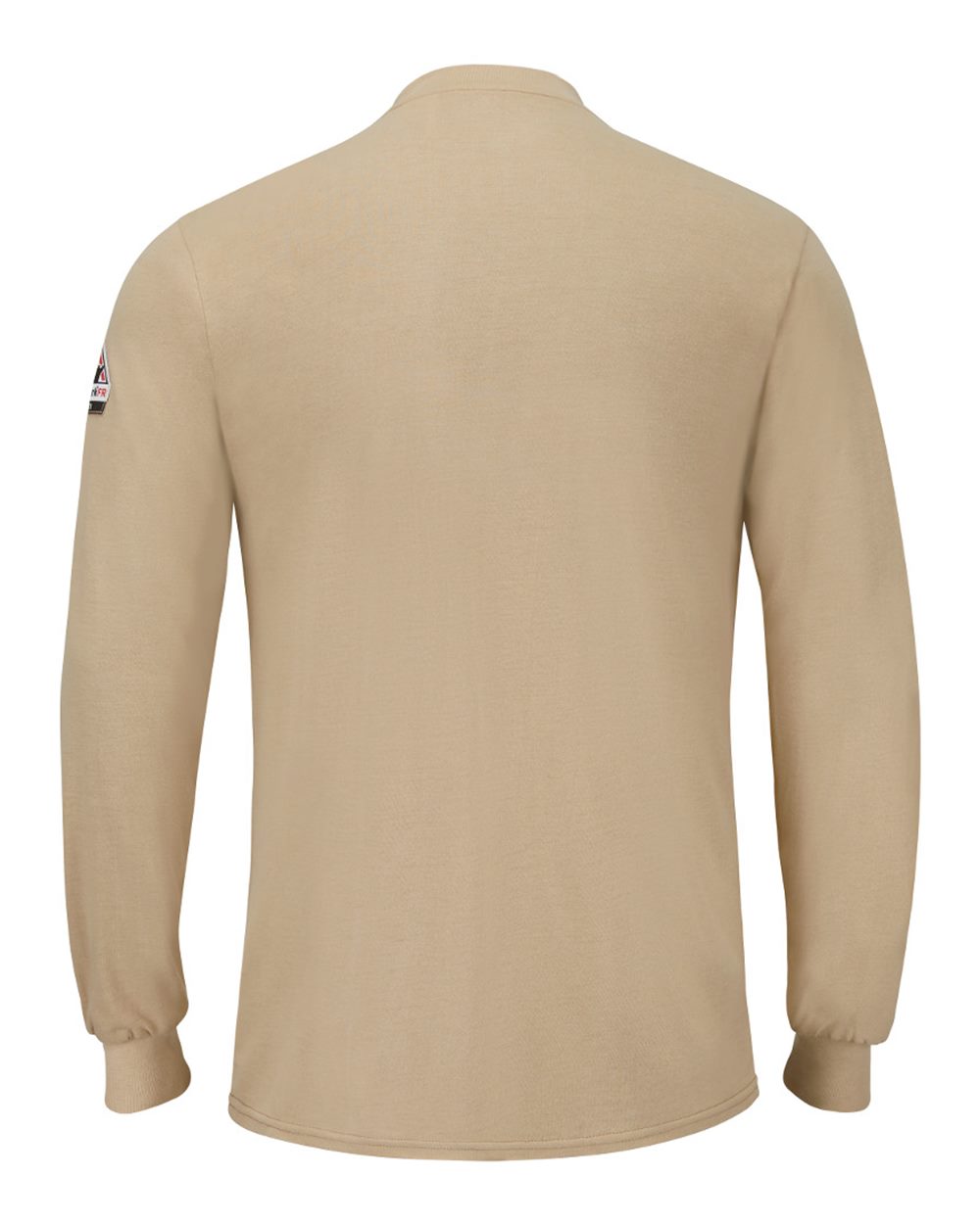 Front View of Khaki Long Sleeve Henley - SML8