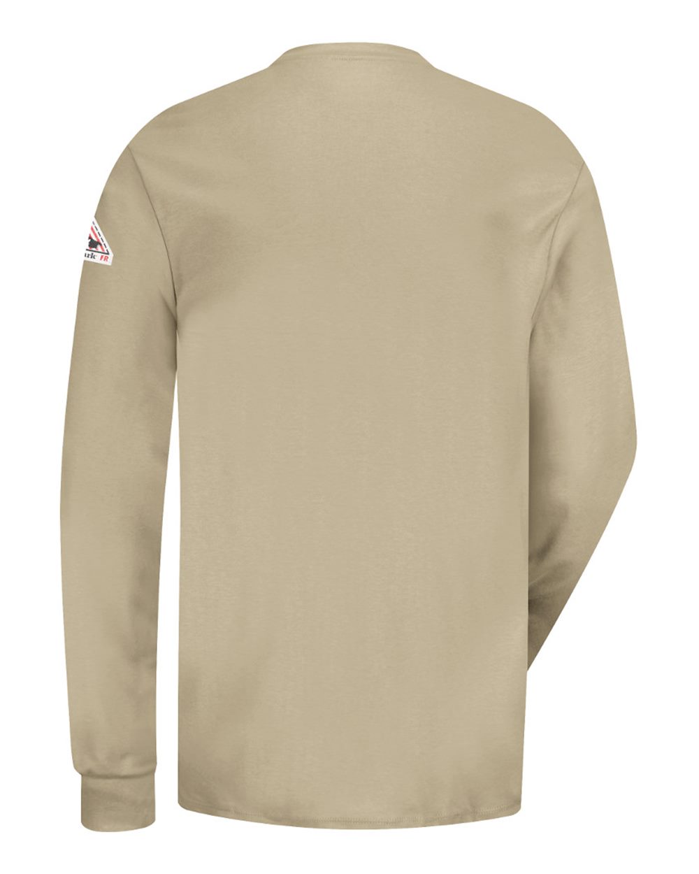 Rear View of Khaki Long Sleeve Tagless Henley Shirt - Tall Sizes - SEL2T