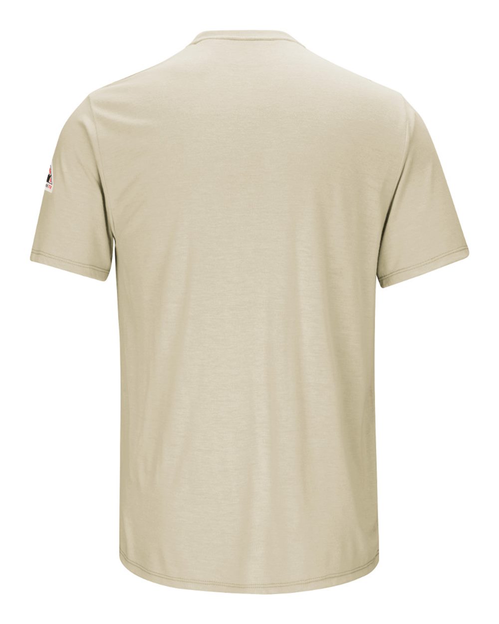 Rear View of Khaki Men's Tall FR Lightweight Pocket T-Shirt - SMT6T plain
