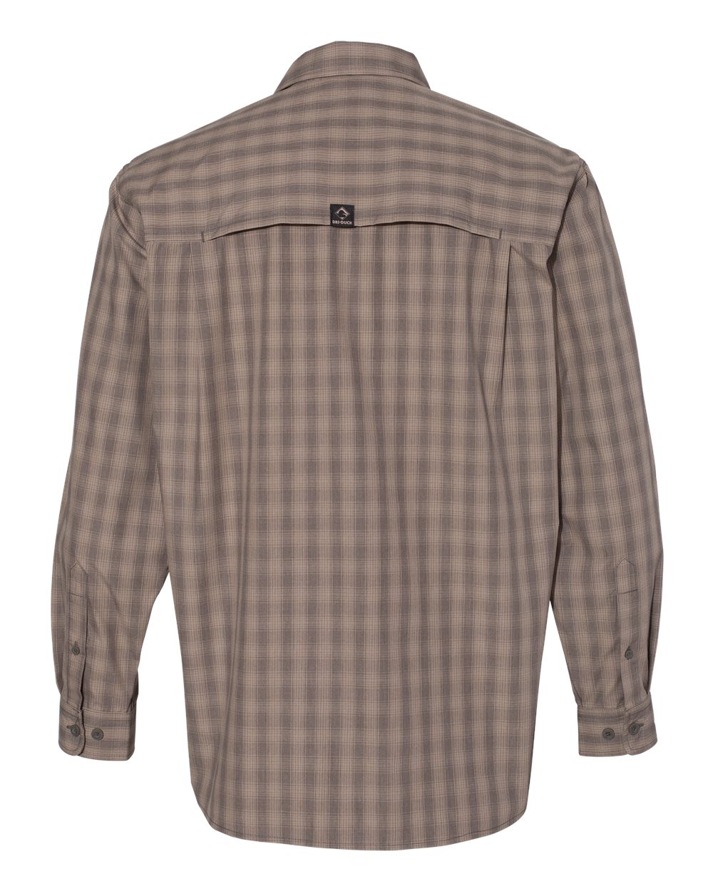 Rear View of Khaki Paseo Plaid Shirt - 4465