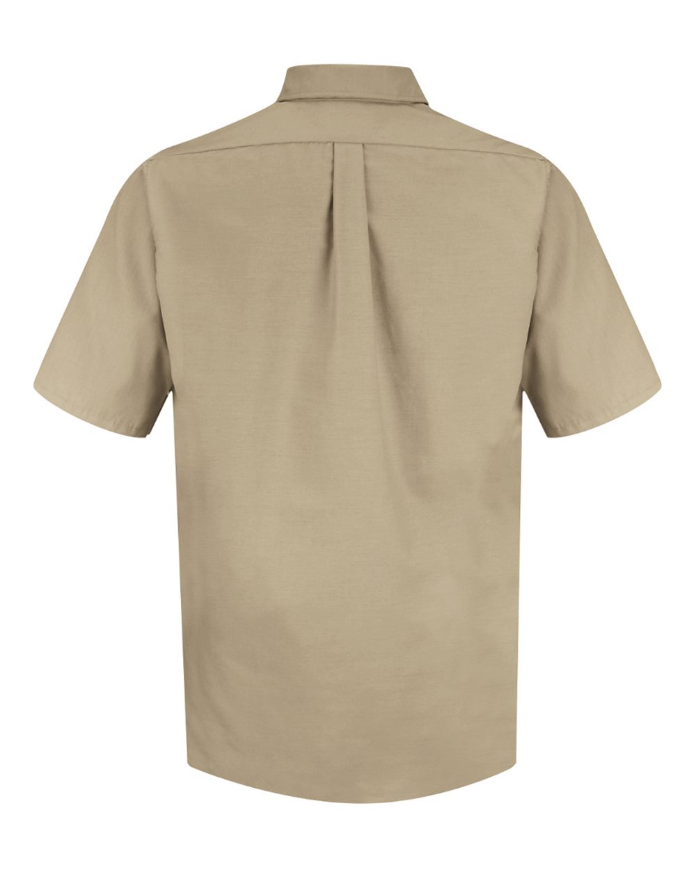 Front View of Khaki Poplin Short Sleeve Dress Shirt - SP80