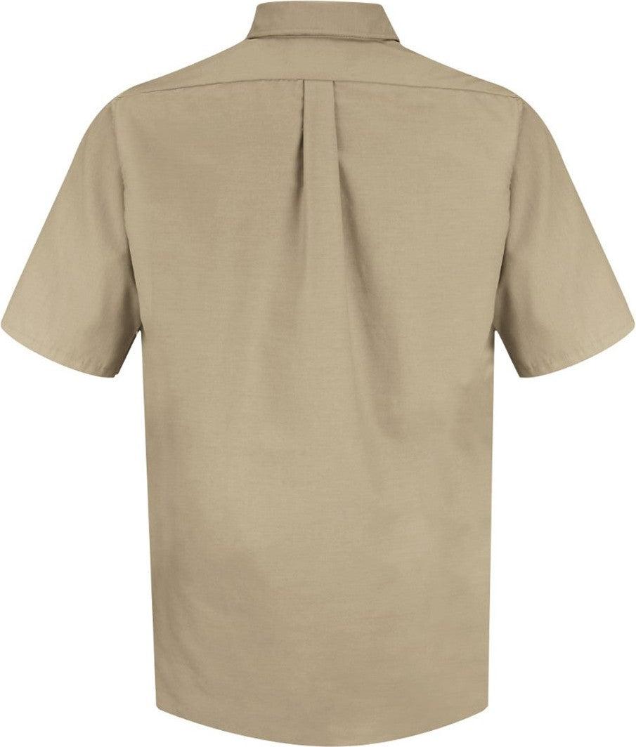 Front View of Khaki Poplin Short Sleeve Dress Shirt - Tall Sizes - SP80T