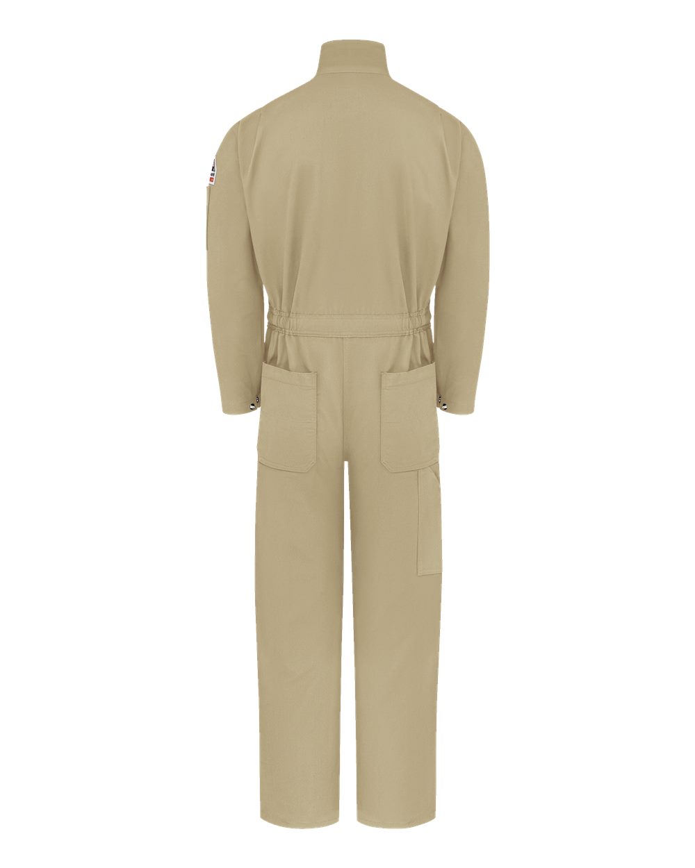 Front View of Khaki Premium Coverall - EXCEL FR® ComforTouch® - 7 oz. - CLB2