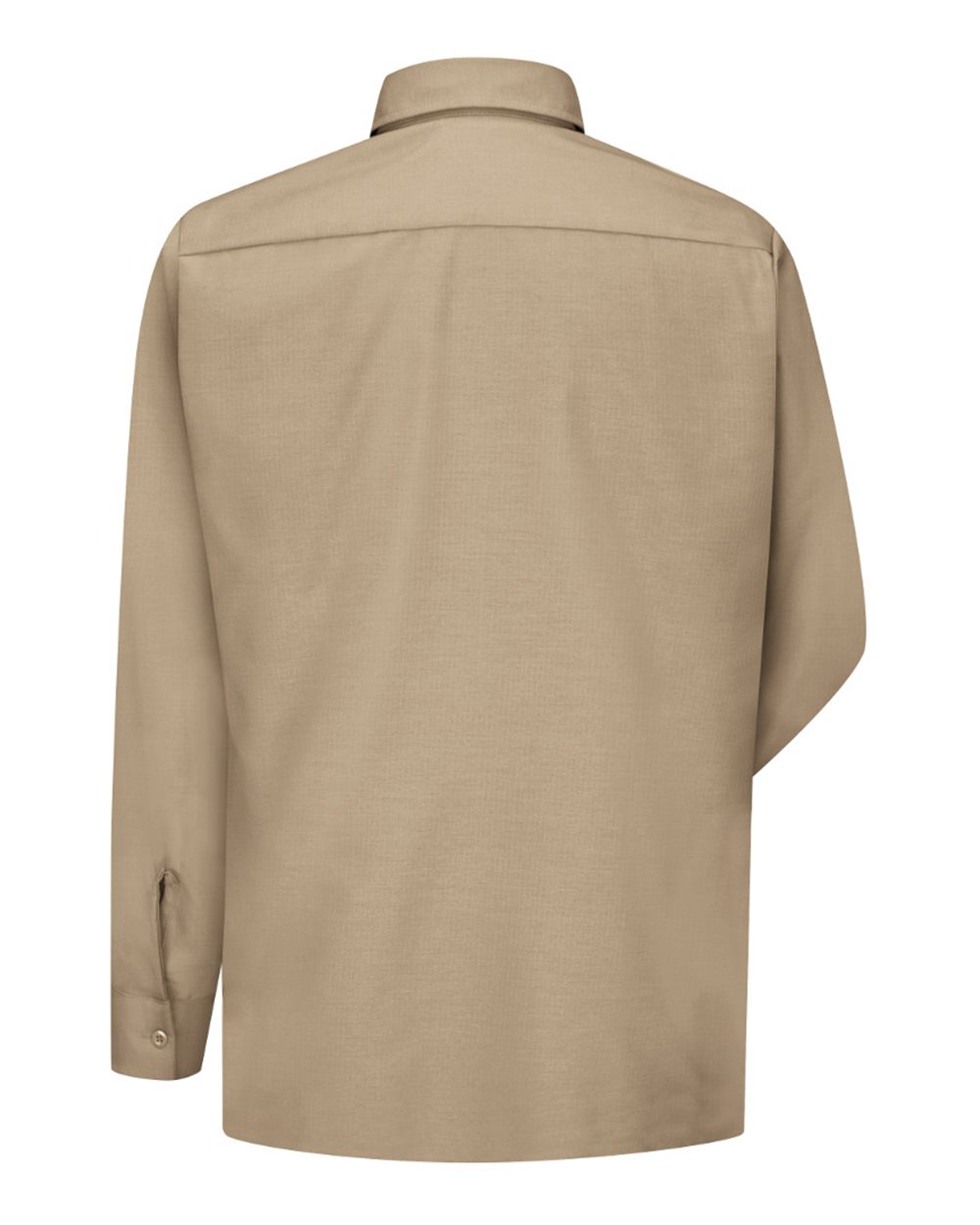 Front View of Khaki Ripstop Long Sleeve Shirt - SY50