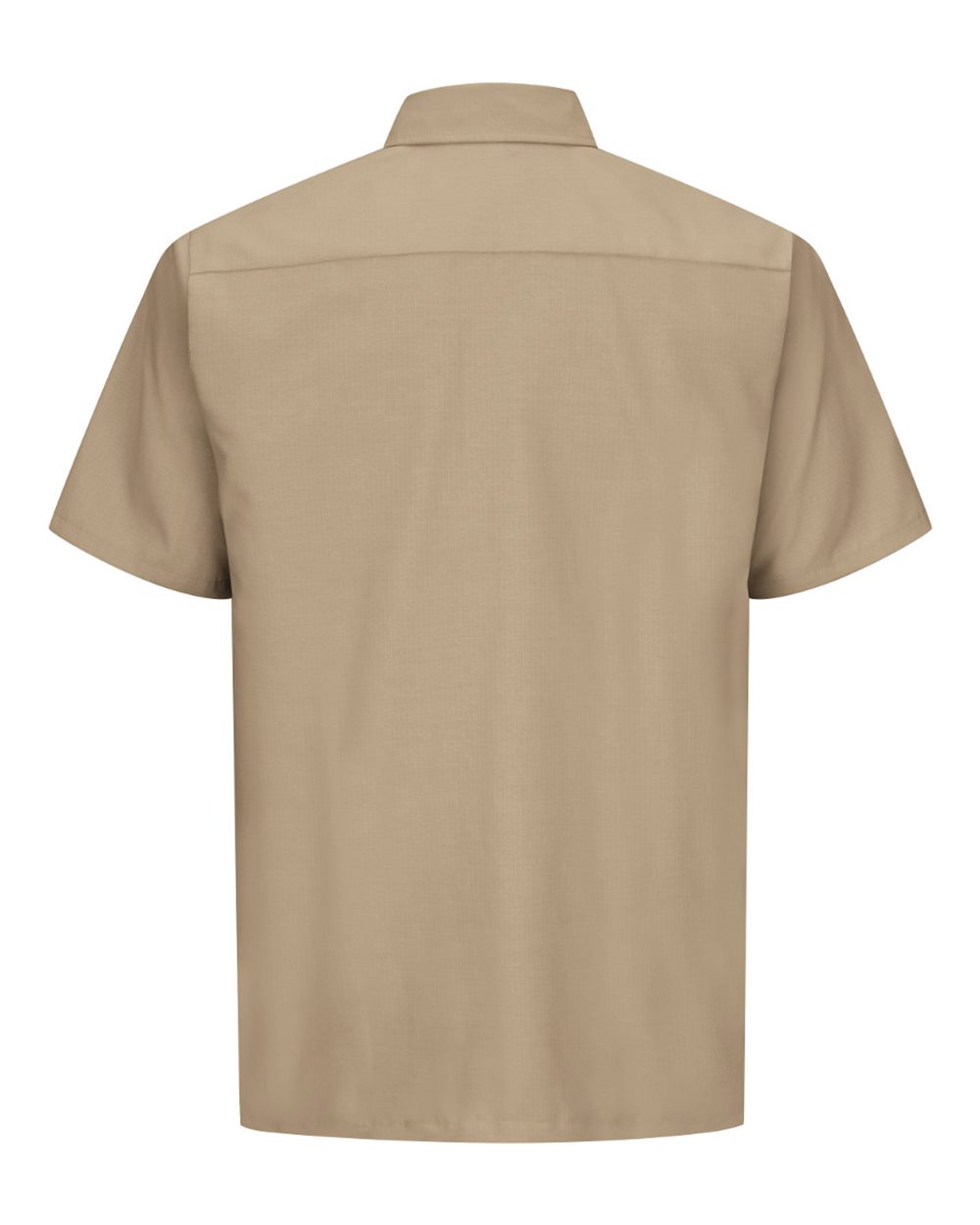 Front View of Khaki Ripstop Short Sleeve Work Shirt - SY60