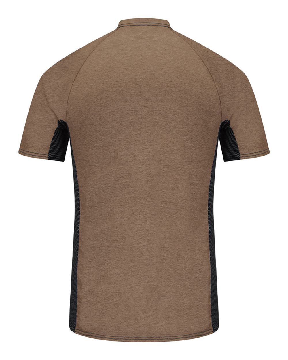 Rear View of Khaki Short Sleeve FR Two-Tone Base Layer with Concealed Chest Pocket- EXCEL FR - MPS4
