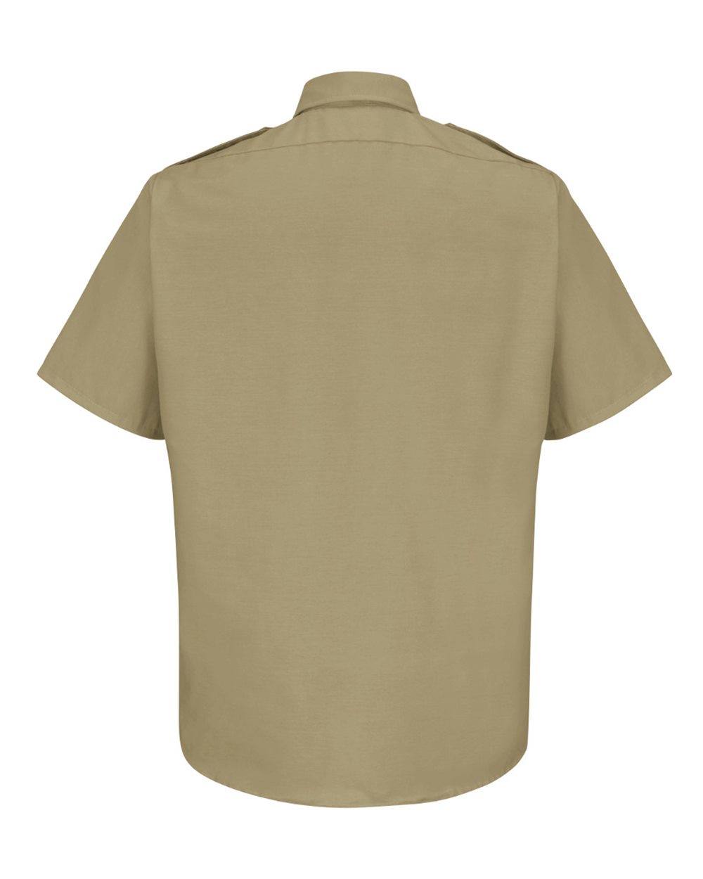Front View of Khaki Short Sleeve Security Shirt - Tall Sizes - SP66T