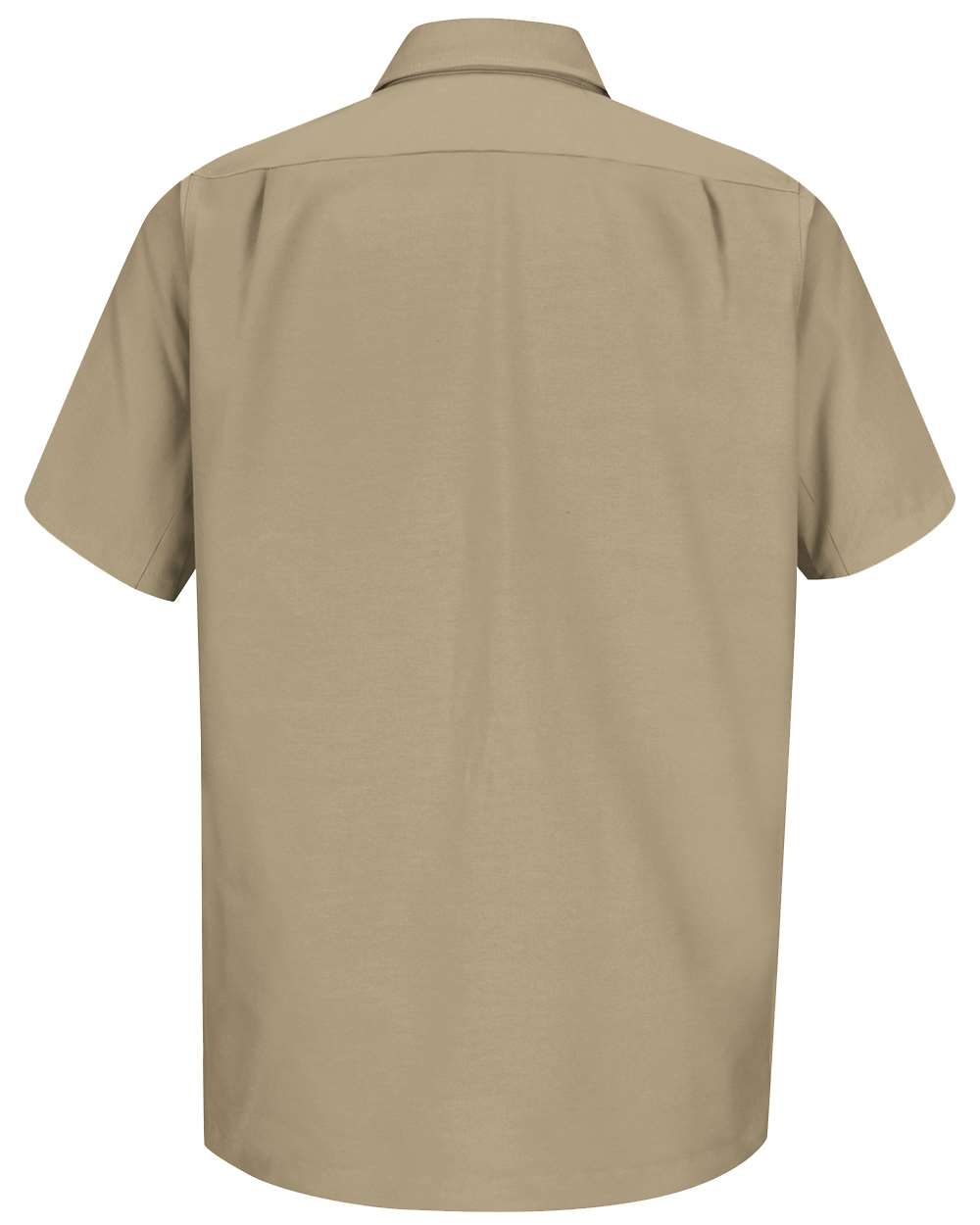 Front View of Khaki Short Sleeve Work Shirt - Tall Sizes - WS20T